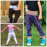 Big Kids Color Blocked Grow With Me Drop Crotch Pants- PDF Apple Tree Sewing Pattern