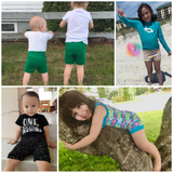 All Sizes Grow with Me Shorty Shorts & Skort - PDF Apple Tree Sewing Pattern (bonus extended sizes included)