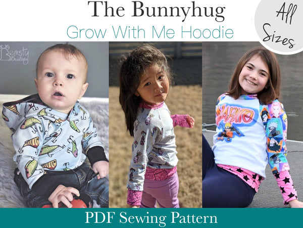 All Sizes Bunnyhug Grow With Me Hoodie - PDF Apple Tree Sewing Pattern (bonus extended sizes included)