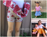 All Sizes Grow with Me Shorty Shorts & Skort - PDF Apple Tree Sewing Pattern (bonus extended sizes included)