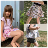 All Sizes Grow with Me Shorty Shorts & Skort - PDF Apple Tree Sewing Pattern (bonus extended sizes included)